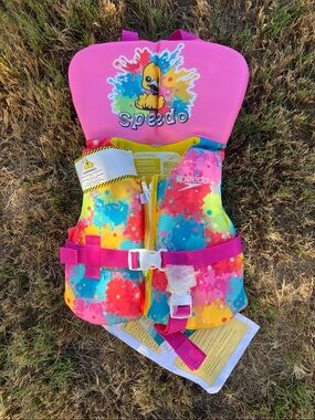 Speedo Infant Pink Life Jacket with Duck Graphic US Coast Guard approved